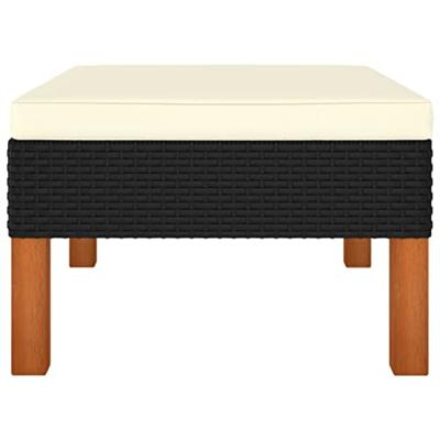 VidaXL Voetenbank poly rattan en massief eucalyptushout