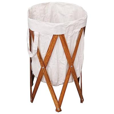 VidaXL Wasmand inklapbaar hout en stof crème VidaXL Wasmand inklapbaar hout en stof crème