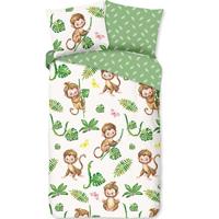 Good Morning Kinderdekbedovertrek "apen en bladeren" - Groen - (140x200/220 cm) - Katoen - thumbnail