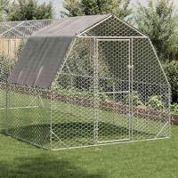 Kippenren met dak 2,5x6x2,25 m gegalvaniseerd staal - thumbnail