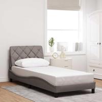 Bedframe met LED zonder matras 90x190 cm stof taupe - thumbnail