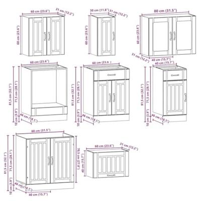 8-delige Keukenkastenset Kalmar bewerkt hout zwart
