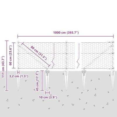 VidaXL Afrasteringspaal groen 10 x 0,6 m (50 mm gaas) staal en pvc