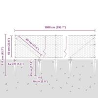 VidaXL Afrasteringspaal groen 10 x 0,6 m (50 mm gaas) staal en pvc - thumbnail