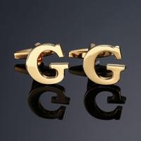 1 paar gouden letters A-Z naam Manchetknopen mannen Frans overhemd Manchetknopen (G) - thumbnail