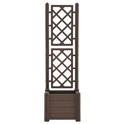 VidaXL Plantenbak met latwerk 43x43x142 cm pp mokka