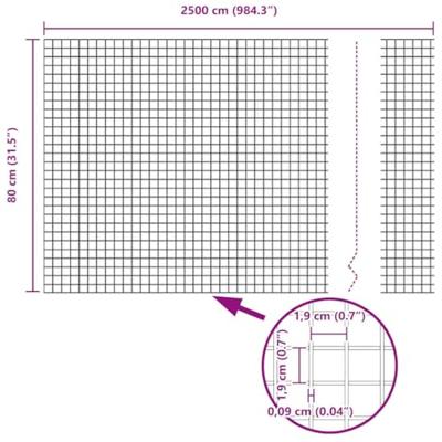 VidaXL Gelaste draadhek grijs 0.8 x 25 m