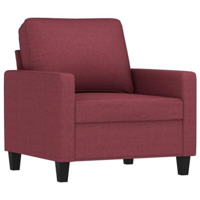 Fauteuil met voetenbank 60 cm stof wijnrood