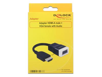 Delock 65587 HDMI / VGA Adapter [1x HDMI-stekker - 1x D-sub bus 15-polig] Zwart, Wit