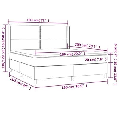 Boxspring met matras stof lichtgrijs 180x200 cm