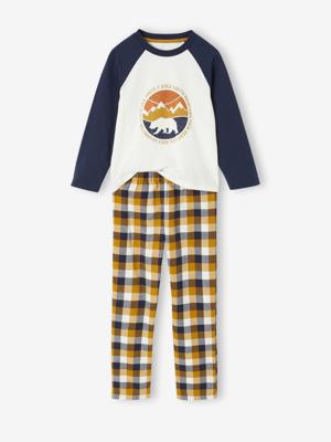 Flanellen jongenspyjama Beer okergeel