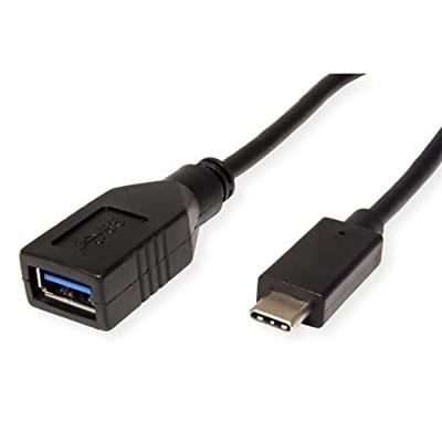 ROLINE USB 3.2 Gen 1 Type C kabel, C-A, M/F, OTG, zwart, zwart, 0,15 m - thumbnail