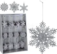 Kerstornament Sneeuwvlok Zilver Assorti 1st - thumbnail