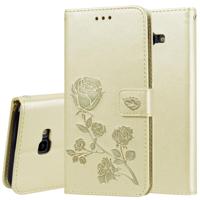 Rose reliëf horizontale Flip PU lederen case voor Samsung Galaxy J4 Plus met houder & kaartsleuven & portemonnee (goud) - thumbnail