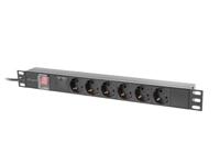 Lanberg PDU-06F-0200-IEC-BK energiedistributie 6 AC-uitgang(en) 1U Zwart - thumbnail