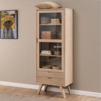 Bendt Vitrinekast 'Mads' 190 x 72cm, licht eikenfineer - thumbnail