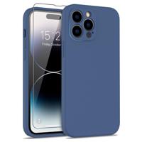 Lunso - iPhone 15 Pro - Hoesje Flexibel silicone Backcover - Donkerblauw - thumbnail