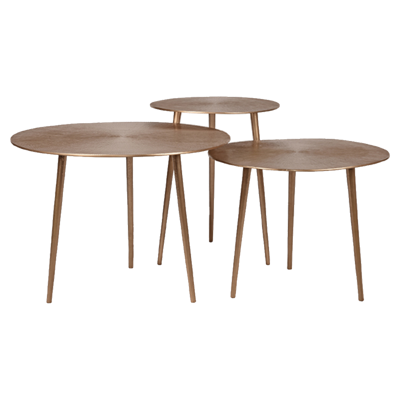 LABEL51 Salontafel Set Nobby - Antiek goud - Metaal - 60 cm LABEL51 Salontafel Set Nobby - Antiek goud - Metaal - 60 cm