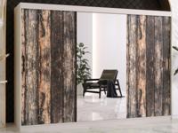 Kledingkast TODY 2 schuifdeuren 250 cm mat wit met spiegel - thumbnail