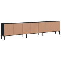 Tv-meubel met lade 200x25x44 cm bewerkt hout zwart - thumbnail
