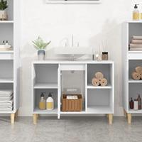 Wastafelkast 80x33x60 cm bewerkt hout wit - thumbnail