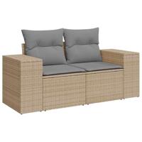 6-delige Loungeset met kussens poly rattan beige - thumbnail