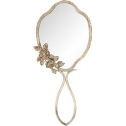 Clayre & Eef Spiegel 25x57 cm Beige Ijzer Rond Bloemen Grote Spiegel Clayre & Eef Spiegel 25x57 cm Beige Ijzer Rond Bloemen Grote Spiegel