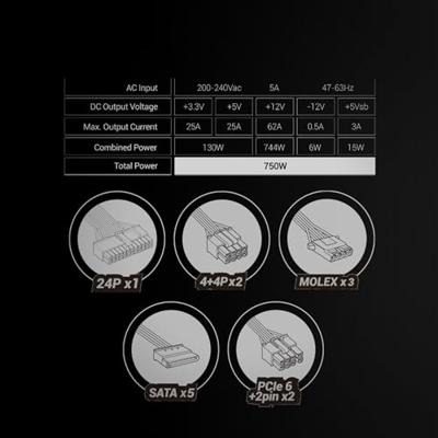 Voedingsbron Mars Gaming MPB750SIMW ATX 750 W 80 Plus Bronze