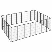 Hondenkennel 24 panelen 50 x 100 cm gepoedercoat staal zwart - thumbnail