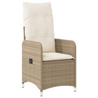Tuinstoel verstelbaar met kussens poly rattan beige - thumbnail