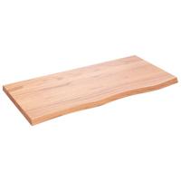 Wandschap 100x50x(2-4)cm behandeld massief eikenhout lichtbruin - thumbnail