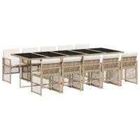 11-delige Tuinset met kussens poly rattan beige - thumbnail