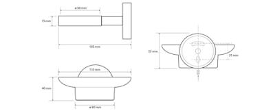 Zeephouder Sapho X-Round Hangend 11x5.5 cm Melkglas / Chroom Sapho - thumbnail