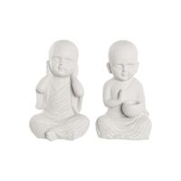 Decoratieve figuren DKD Home Decor 25,5 x 19 x 39 cm Wit Monnik Orientaals (2 Stuks) - thumbnail
