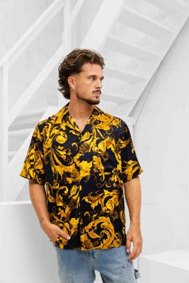 Versace Jeans Couture Allover Overhemd Heren Zwart/Goud - Maat 52 - Kleur: GoudZwart | Soccerfanshop