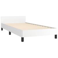 Bedframe met hoofdbord kunstleer wit 90x190 cm - thumbnail