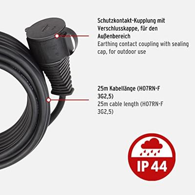Brennenstuhl Verlengsnoer voor bouwplaatsen IP44 25m zwart H07RN-F 3G2,5 - 1166820 - thumbnail