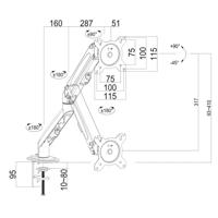 Monitorsteun Maclean, gasveer, 13"-27", 8 kg, zwart, MC-860N - thumbnail