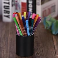 Aluminium ronde Bureau potlood houder container organisator briefpapier Gift (zwart) - thumbnail