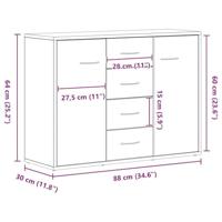 Dressoir 88x30x64 cm bewerkt hout zwart eikenkleurig - thumbnail