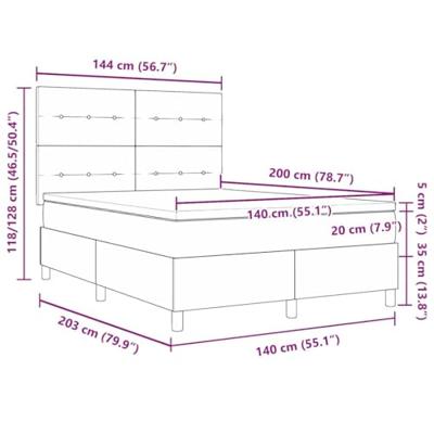 Boxspringbed met matras Lichtgrijs 140 x 200 cm Stof