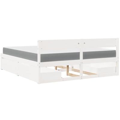 Bed met lades en matras massief grenenhout wit 200x200 cm