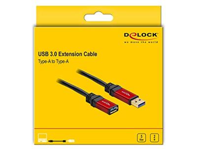Delock USB-kabel USB 3.2 Gen1 (USB 3.0 / USB 3.1 Gen1) USB-A stekker, USB-A bus 3.00 m Rood, Zwart Vergulde steekcontacten, UL gecertificeerd 105905