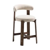 Kave Home Granite barkruk H65 chenille Beige/walnoot - thumbnail