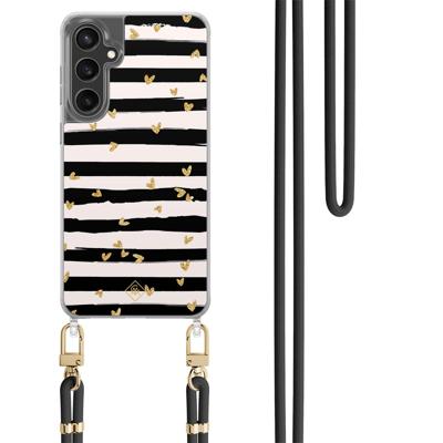 Samsung Galaxy S23 FE hoesje met zwart koord - Hart streepjes