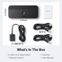 UGREEN USB Switch 2PC met 1xUSB C Poort en 3xUSB A Poorten, 2 in 4 uit USB 3.0 switcher aluminium behuizing met desktopcontroller 2 USB A auf A Kabeln - thumbnail