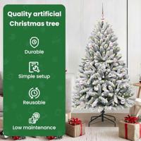 Kunstkerstboom met 150 LED Groen en Wit 150 cm PVC en Metaal - thumbnail