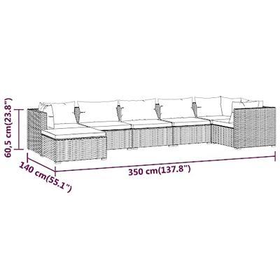 7-delige Loungeset met kussens poly rattan bruin