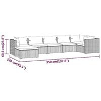 7-delige Loungeset met kussens poly rattan bruin - thumbnail