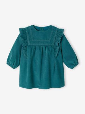 Babyjurk in ribfluweel groenblauw